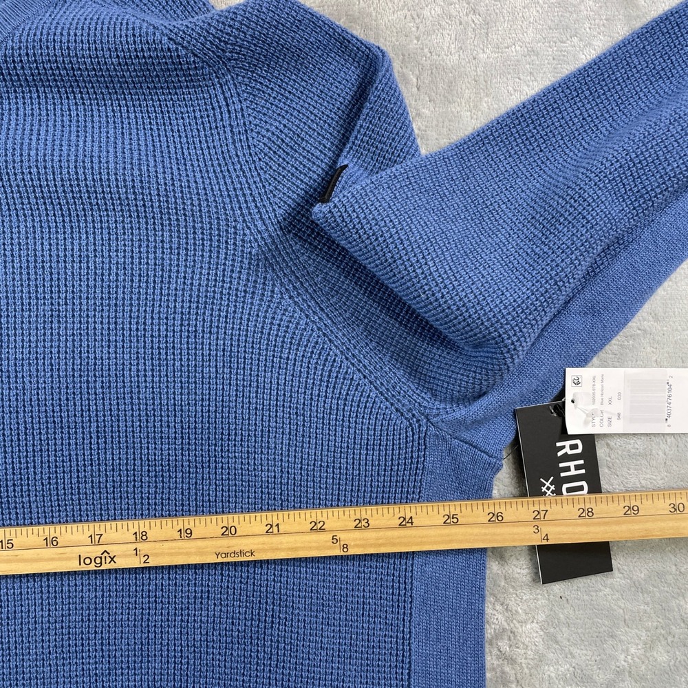 Rhone Walden Waffle Sweater Mens XXL Blue Wool Cashmere Soft Preppy Casual - Picture 4 of 11